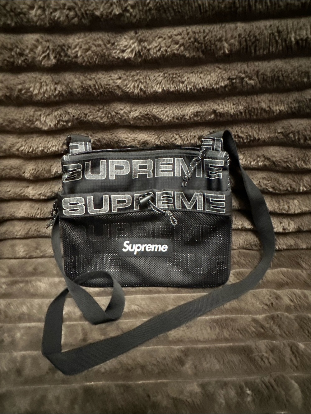 Supreme Black Mesh Crossbody Messenger Bag